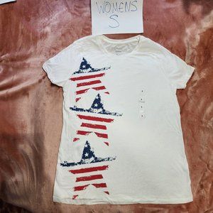 Womens S Stars & Stripes Red White Blue America Themed Graphic Tee NWOT